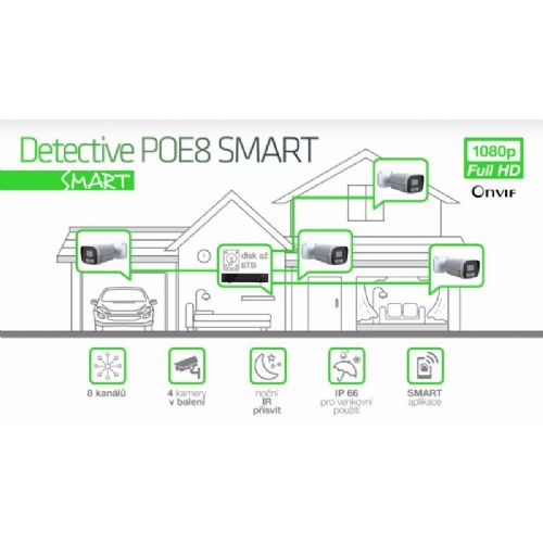 Video surveillance system Evolveo Detective POE8 SMART 8 cameras, Tuya