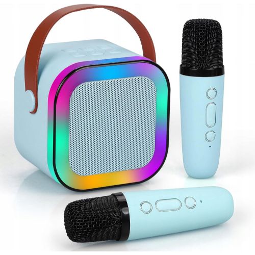 Set za karaoke Extralink Kids Mini Karaoke LED zvočnik 2x Mic Blue zvočnik, 2x mikrofon, Bluetooth, AUX, reža za SD kartico, RGB osvetlitev