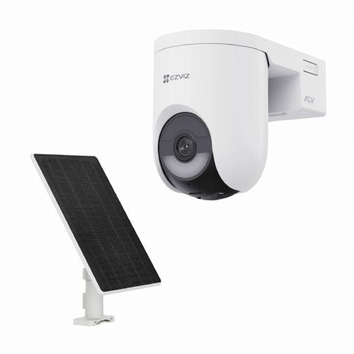 Ezviz HB8 Lite 4MP wireless security camera, 360° panoramic view, night vision, AI motion detection, built-in battery + 5W solar panel