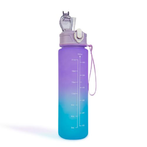 Family sports water bottle -750ml - BPA FREE - purple/blue with built-in straw