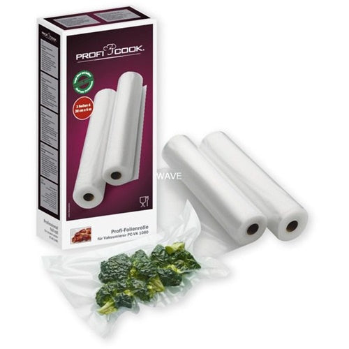 Vacuum packaging film in roll, 2 pieces 28cm x 6m (transparent)