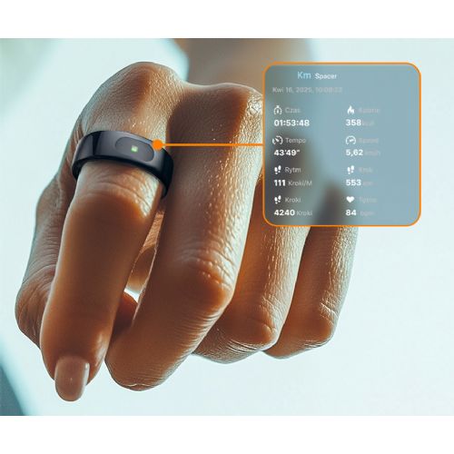 FOREVER Astral SR-100 smart ring, size 10, BT 5.2, Android + iOS, battery, app, health / sleep monitoring, sports modes, 5ATM, + charging station, black (Carbon Black)