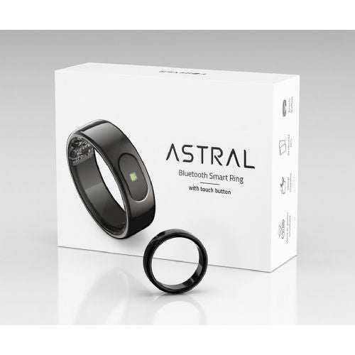 FOREVER Astral SR-100 smart ring, size 10, BT 5.2, Android + iOS, battery, app, health / sleep monitoring, sports modes, 5ATM, + charging station, black (Carbon Black)