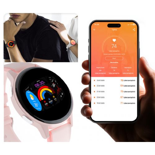 FOREVER iGO4 JW-600 Smartwatch 1.28" AMOLED display, BT 5.3, Android + iOS, battery, app, health monitoring, sleep analysis, 100+ sports modes, 2 straps, IP67, black (Phantom Black)