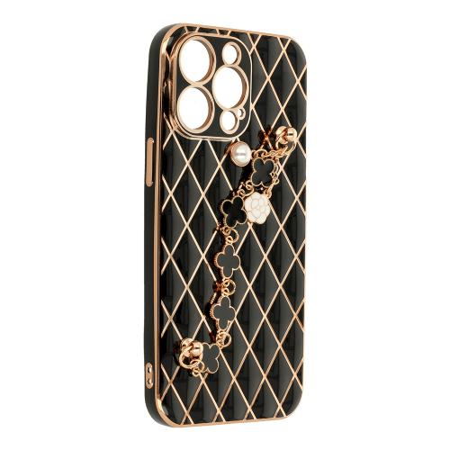 Glamur silicone case with bracelet for iPhone 14 Pro - black