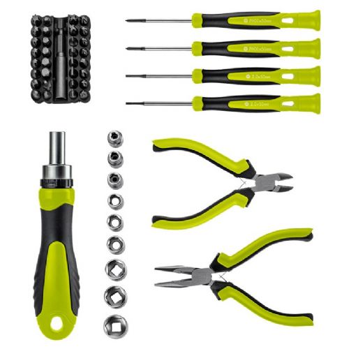 Goobay Advanced 49-piece universal set, magnetic screwdrivers, 32 S2 steel bits, cutting pliers, plastic case