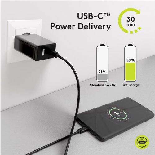 GOOBAY USB-C to USB-C 1m 100W PD 20Gbit/s black charging and sync cable