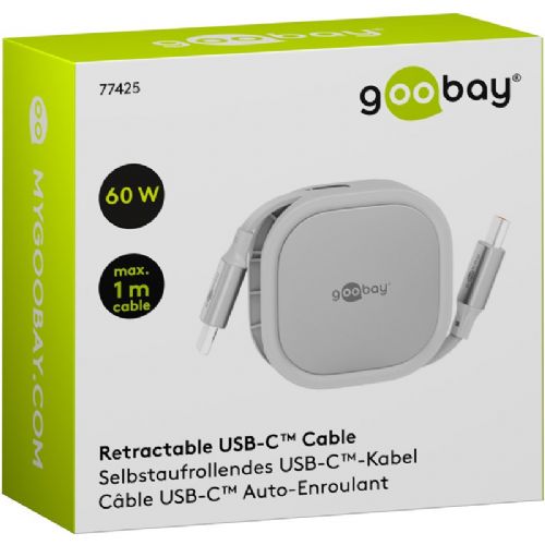 GOOBAY USB-C to USB-C 1m 60W 480Mbit/s white self-winding data and charging cable 155149745