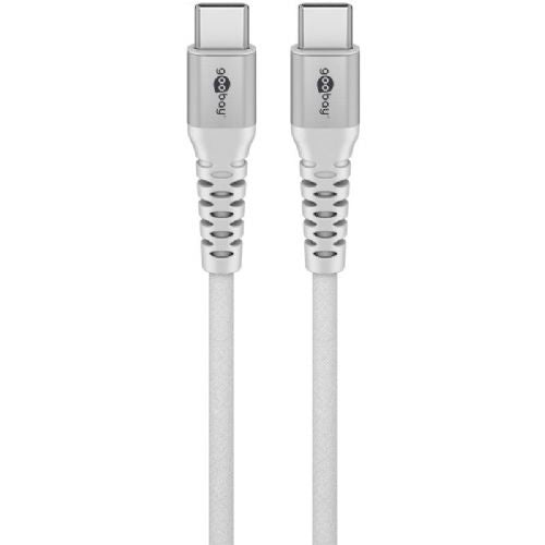 Goobay Supersoft USB-C to USB-C data cable 2m, 60W, 480Mbit/s, white textile coating