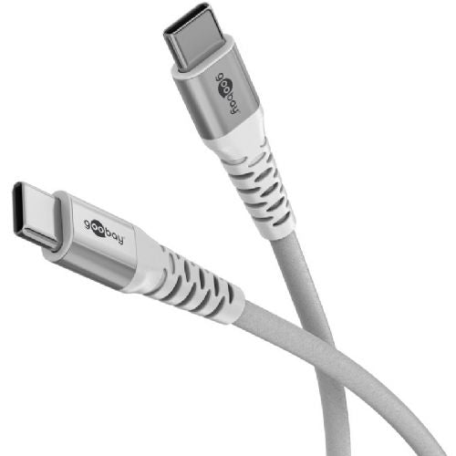 Goobay Supersoft USB-C to USB-C data cable 2m, 60W, 480Mbit/s, white textile coating