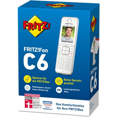GSM phone FRITZ! C6 wireless, DECT/GAP, color display, 300 numbers, range up to 300 m