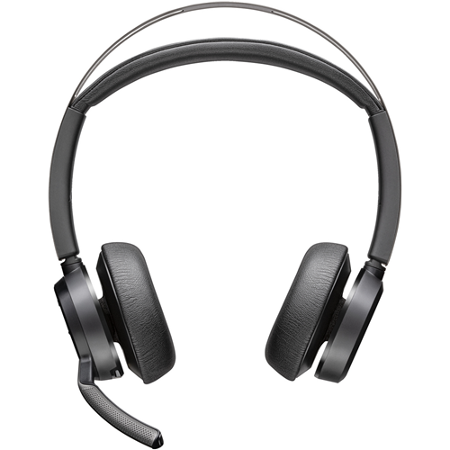 Poly Voyager Focus 2 headphones with microphone, Bluetooth, active noise cancellation, charging station, black