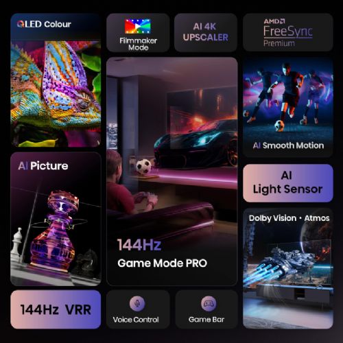 Televizor HISENSE 55E7Q PRO, 139 cm (55"), 4K Ultra HD 3840x2160, 144 Hz, 6 ms, Dolby Atmos,