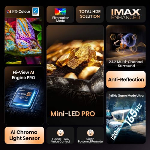 Televizor HISENSE ULED (Mini LED) 65U7Q PRO, 165 cm (65"), 4K Ultra HD 3840x2160, 165 Hz, Dolby vision IQ