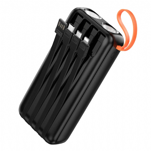 Power bank Hoco Spirit J151A 20000 mAh, 3 built-in cables, LED display, fast charging 22.5W, black