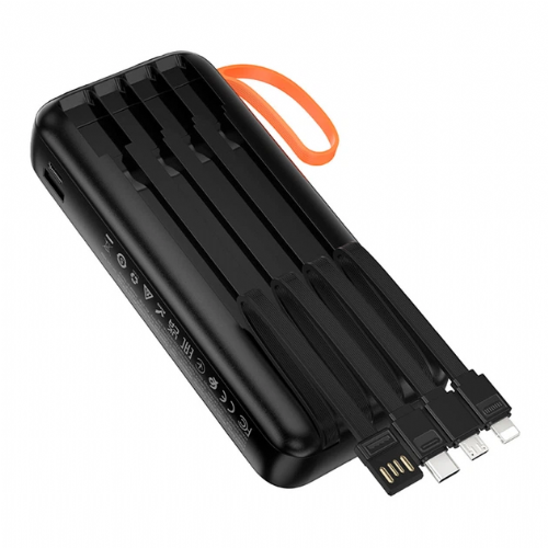 Power bank Hoco Spirit J151A 20000 mAh, 3 built-in cables, LED display, fast charging 22.5W, black