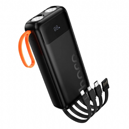 Power bank Hoco Spirit J151A 20000 mAh, 3 built-in cables, LED display, fast charging 22.5W, black