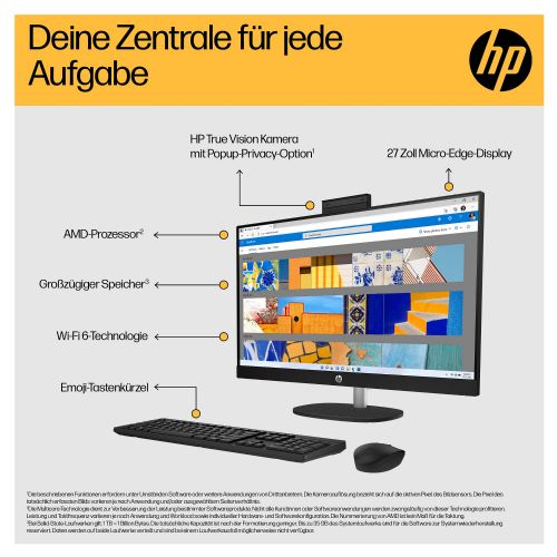Računalnik AiO HP 27-cr0005ng AMD R3-7320U/8GB/SSD 512GB NVMe/68,6 cm (27") FHD 300cd/m2/DE/Win11Home