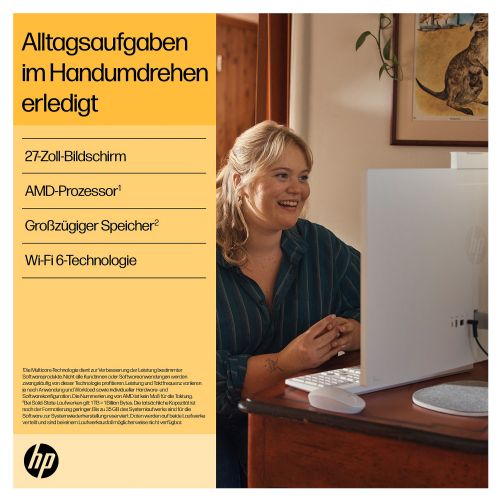Računalnik AiO HP 27-cr0005ng AMD R3-7320U/8GB/SSD 512GB NVMe/68,6 cm (27") FHD 300cd/m2/DE/Win11Home