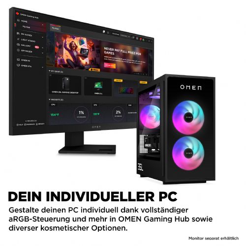 Namizni računalnik HP OMEN GT16-0066ng Intel Core Ultra 7 265K, 32GB RAM, 1TB SSD, RTX 5070 Ti, Win11