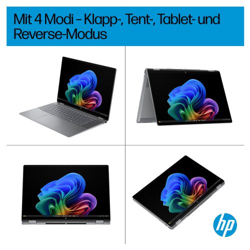 HP OmniBook X Flip 40.6cm (16") 2K Touchscreen Laptop Ryzen AI 5 340, 16 GB RAM, 512 GB SSD, DE, Windows 11 Home, Silver