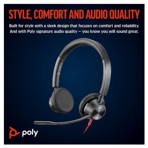 Slušalke Poly Blackwire 3325 Stereo Microsoft Teams Certified USB-C slušalke + 3,5 mm vtič + USB-C/A adapter (214016-01)