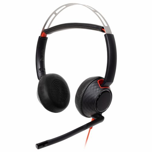 Headphones Poly Blackwire 5220 Stereo USB-C Headset +3.5mm Plug +USB-C/A Adapter (207586-201/207576-201)