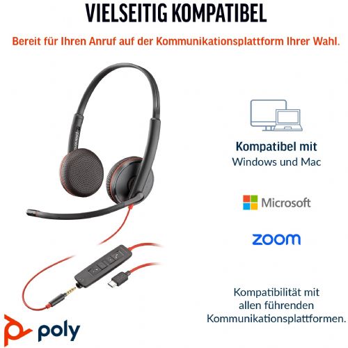 Slušalke HP Poly Headset Blackwire C3225 Stereo USB-C/A & 3,5 mm