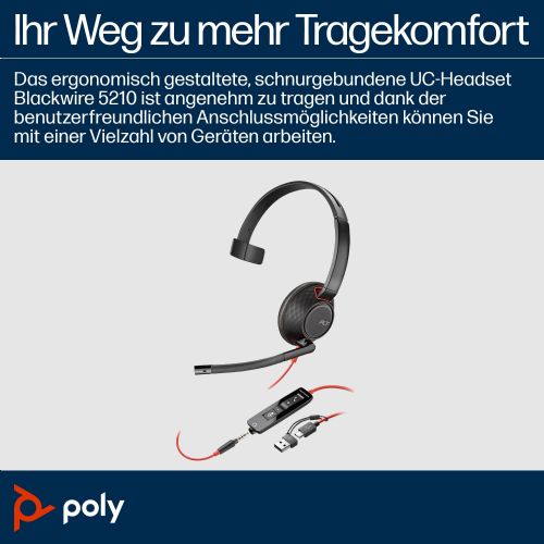 Slušalke HP Poly Headset Blackwire C5210 Mono USB-C/A & 3,5 mm (razsuto)