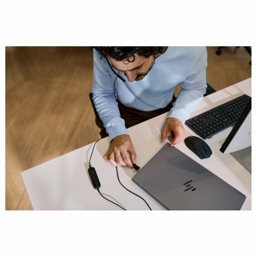 Slušalke HP Poly Mission 425 AI prekinjanje hrupa, USB povezava, združljive z Windows/Mac/Chrome OS, trajnostna embalaža, črna