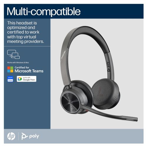 HP Poly Voyager 4320-M Microsoft Teams Certified USB-C Headset + BT700 Dongle + Charging Stand (218479-01)