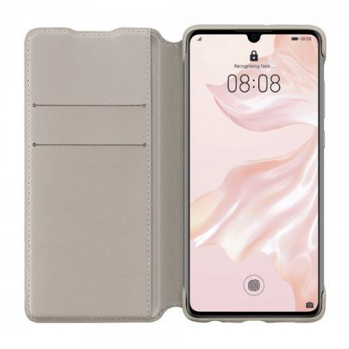 Huawei original flip wallet case for Huawei P30 - khaki