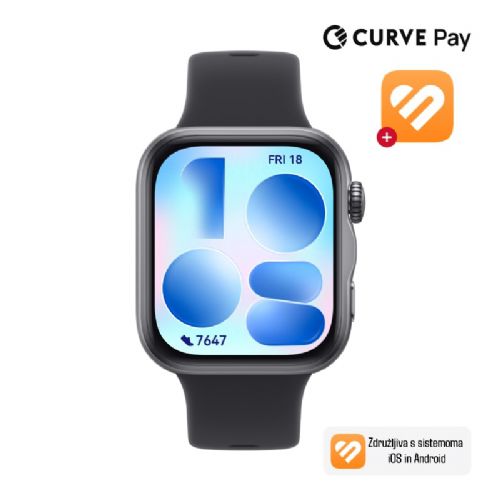 Pametna ura Huawei Watch Fit 5 Niki-B19F, AMOLED zaslon, GPS, Bluetooth klici, 10 dni baterije, črne barve