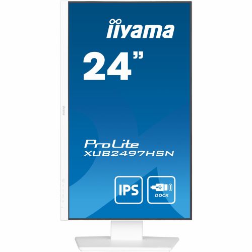 Monitor Iiyama ProLite XUB2497HSN-W1 60,5 cm (23,8"), 1920x1080 (FHD), IPS, 250cd/m2, 16:9, HDMI, DP, USB-C 65W, zvočnik Pivot White