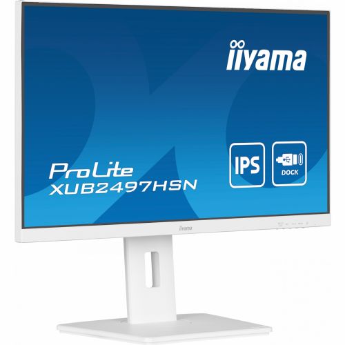 Monitor Iiyama ProLite XUB2497HSN-W1 60,5 cm (23,8"), 1920x1080 (FHD), IPS, 250cd/m2, 16:9, HDMI, DP, USB-C 65W, zvočnik Pivot White