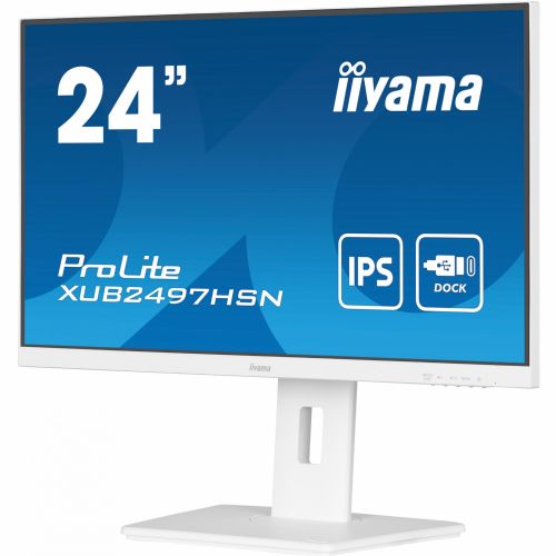Monitor Iiyama ProLite XUB2497HSN-W1 60,5 cm (23,8"), 1920x1080 (FHD), IPS, 250cd/m2, 16:9, HDMI, DP, USB-C 65W, zvočnik Pivot White