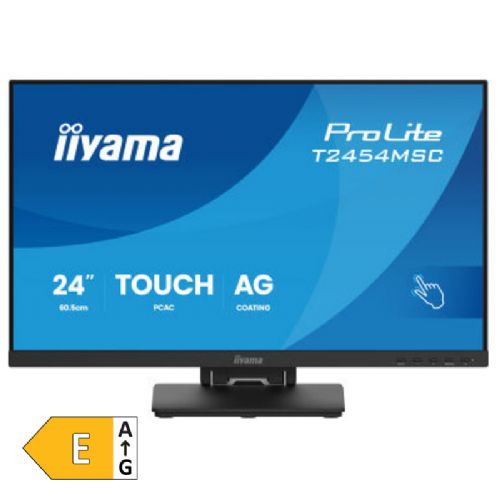 Monitor Iiyama ProLite T2454MSC-B3AG 24" FHD IPS zaslon na dotik, 10-točkovni PCAP+, steklo od roba do roba, premaz proti prstnim odtisom, vgrajeni zvočniki
