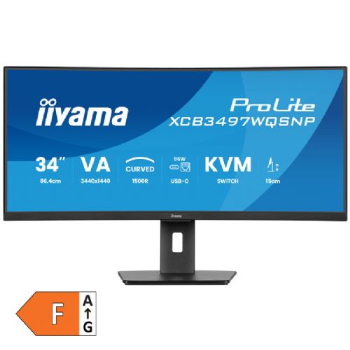 Monitor IIYAMA ProLite XCB3497WQSNP-B1 86,7cm (34") UWQHD VA 120Hz HDMI/DP/USB-C zvočniki