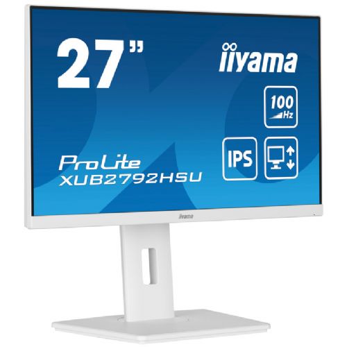Monitor Iiyama Prolite XUB2792HSU-W6 68,58 cm (27"), 1920x1080 (FHD), IPS, 250cd/m2, 16:9, 100Hz 0,4ms HDMI DP USB LS Pivot Vesa, bel