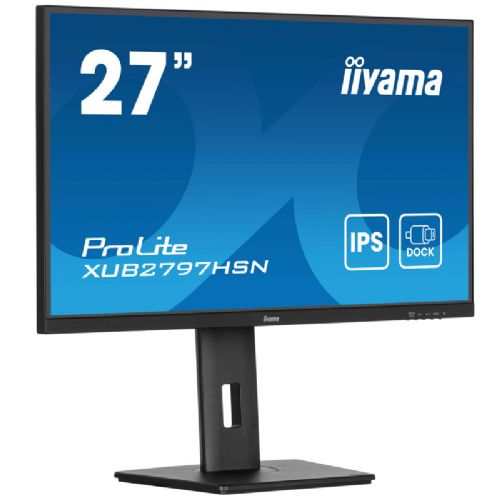 Monitor Iiyama ProLite XUB2797HSN-B2, 68,6 cm (27"), 1920 x 1080 (FHD), IPS, 300 cd/m2, 16 : 9, 1 ms, 100 Hz, HDMI, DP, USB-C (65 W), zvočnik, pivot, črn