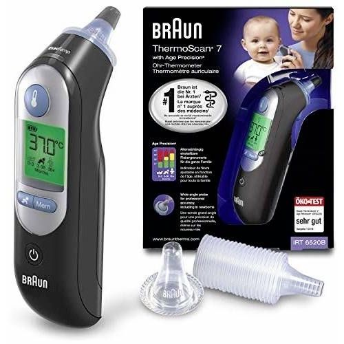 Infrared thermometer Braun ThermoScan 7 IRT6520B, Age Precision, tip preheating, LCD display, measurement memory, black