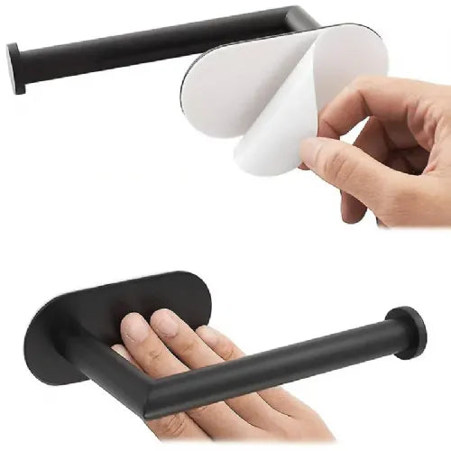 Stainless steel self-adhesive toilet paper holder 15cm black