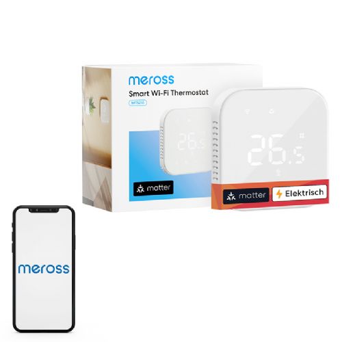 Pametni WiFi termostat Meross MTS215MA(EU), Matter, za električno talno ogrevanje, steklen zaslon na dotik