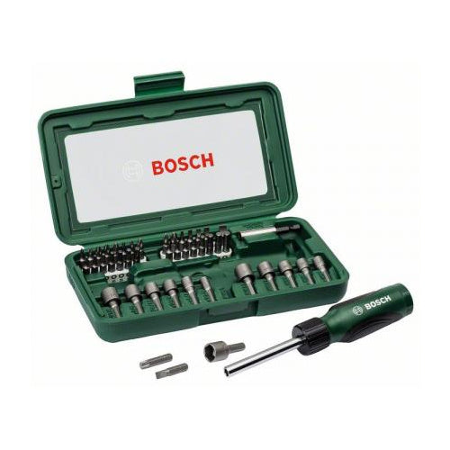 Bosch screwdriver 46-piece set plastic folding box, cassette with window, weight 752 g