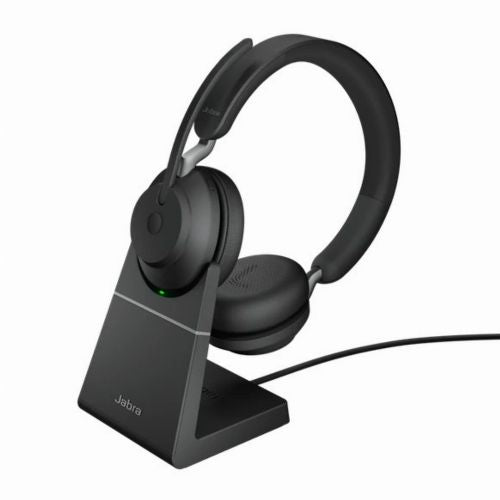 Jabra Evolve2 65 Stereo UC Headset + Charging Dock + Link 380 USB-A, Black
