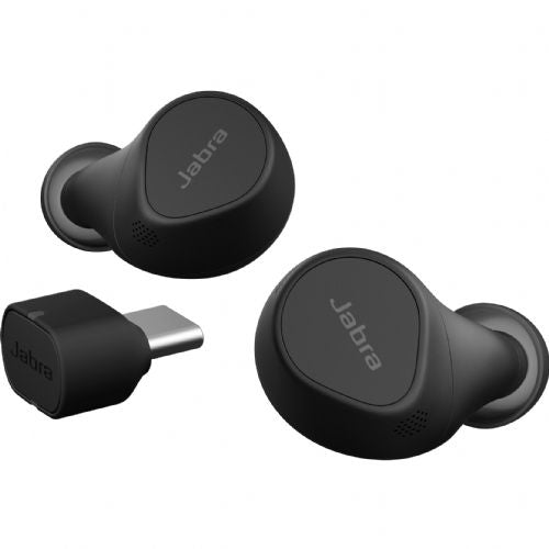 Slušalke JABRA Evolve2 Buds UC z mikrofonom, v ušesu, Bluetooth, aktivno odpravljanje šumov, USB-C prek BT adapterja, črne, Zoom