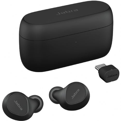 Slušalke JABRA Evolve2 Buds UC z mikrofonom, v ušesu, Bluetooth, aktivno odpravljanje šumov, USB-C prek BT adapterja, črne, Zoom