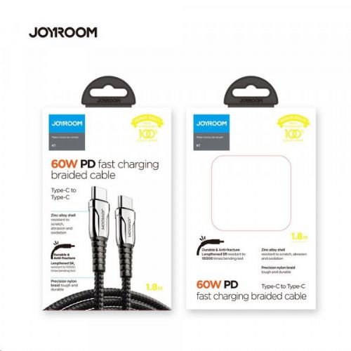 JoyRoom data cable S-1230K1 Quick Charge 60W Type C to Type C - black braided