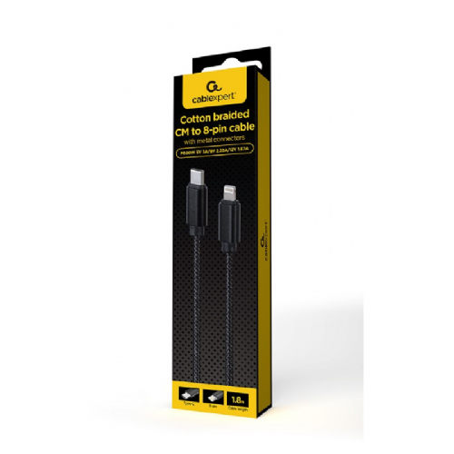 Cablexpert USB-C to 8-pin Lightning 20W cable 1.8m black