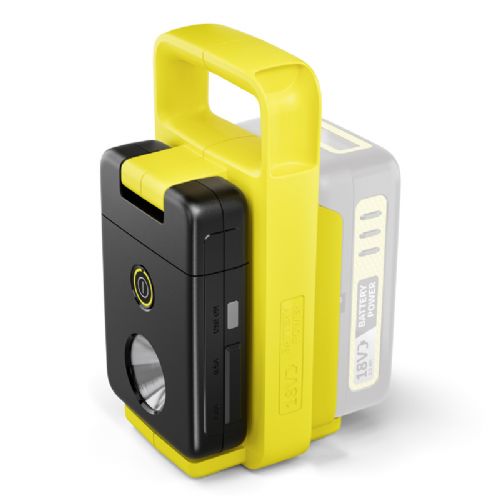 Kärcher MFL 2-18 cordless work light, 280 lumens, 18 V battery platform, Power Bank function, yellow